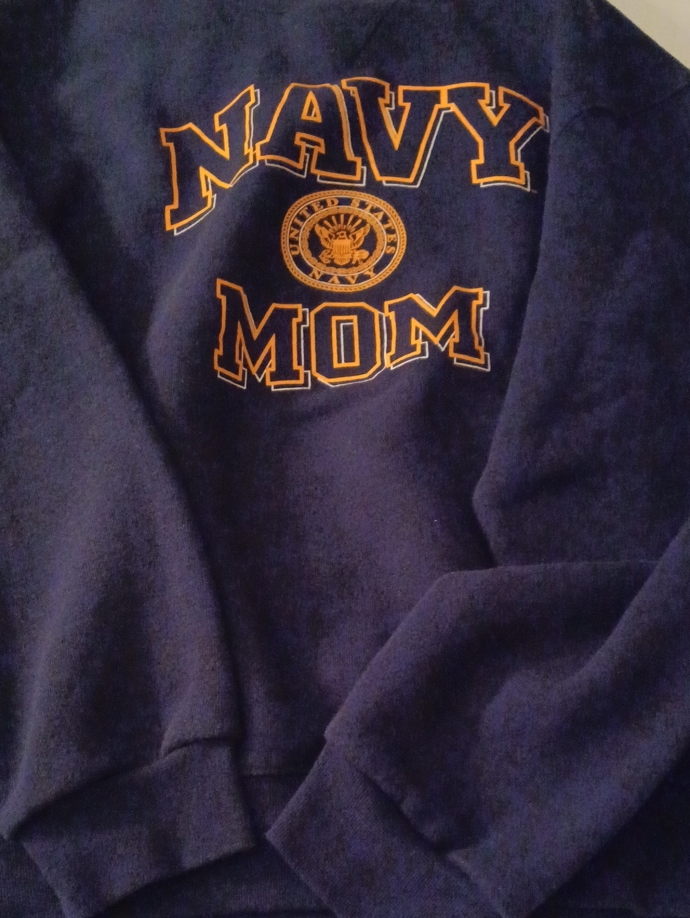 Soffe Navy Mom Crewneck Large Sweatshirt Navy Blue And Gold Very Thick